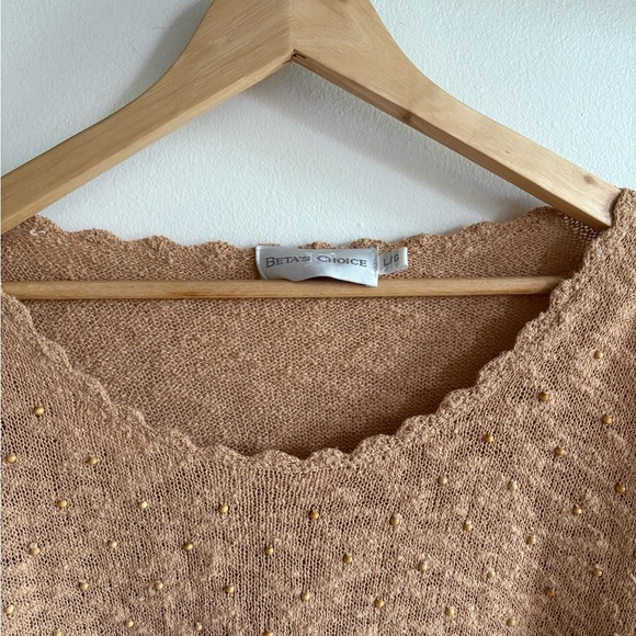 Vintage Beaded Knit Bell Sleeve Sweater | Scalloped Hem | Beta’s Choice | Size L - Picture 5 of 5